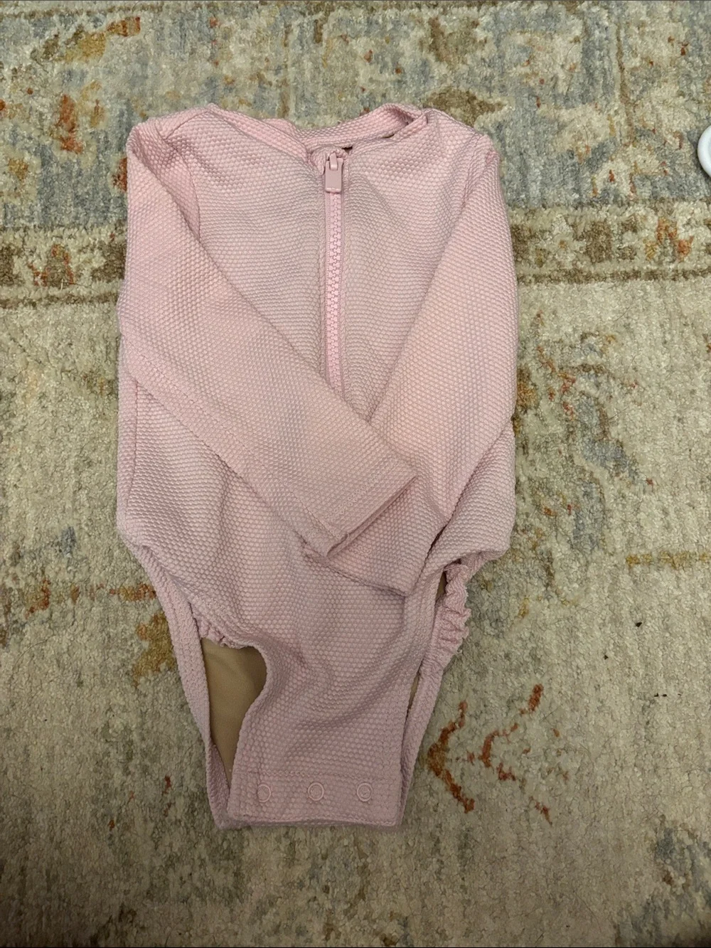 Old Navy Light Pink Long-Sleeve Zip Front One-Piece